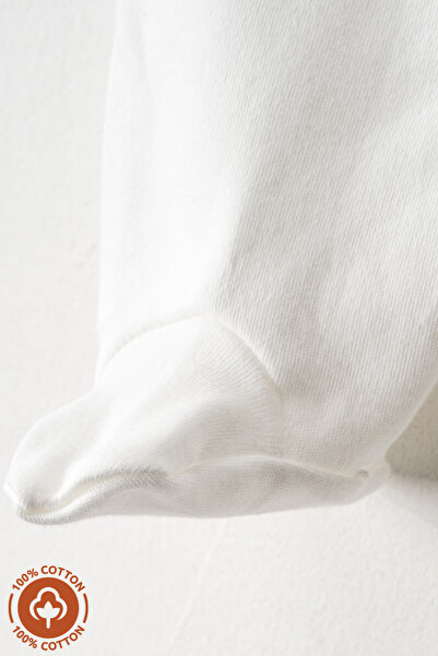 Miniel Unisex Baby Baby Printed Combed Organic Cotton 0-6 Months Baby Pants with Booties Single Bottom Set of 2