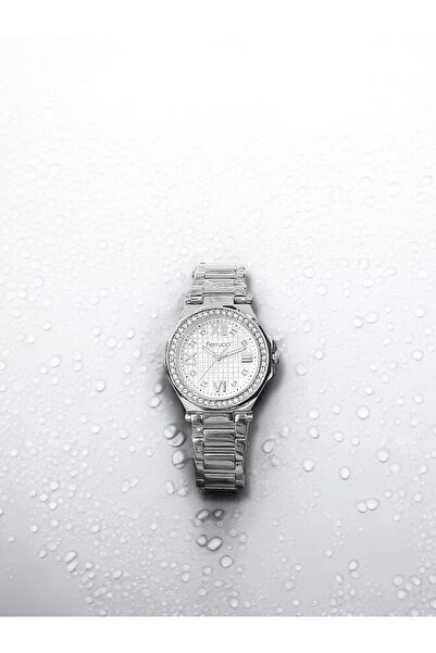 Ferrucci ساعة يد نسائية بسوار فولاذي وحجر مع ضمان ومعتمدة ومقاومة للماء هدية ...