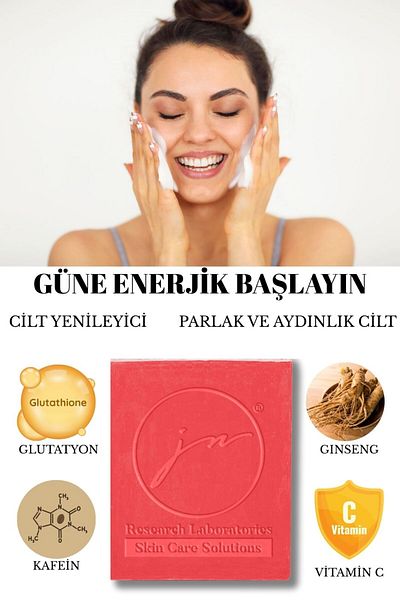 Jimena Natural Energetic Morning Glutathion & Cofeste & Vitamin C & Ginseng Soap 85 Gr