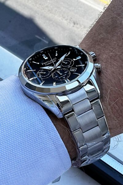 Ferrucci Men's Wristwatch 3 Atm Waterproof Silver Color Steel Cord Bracelet Elg716