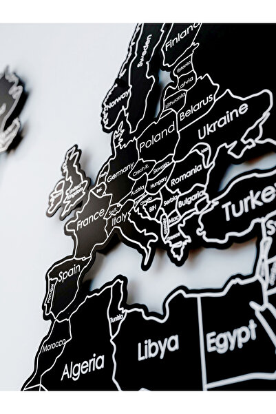 Colorfull Worlds Dünya Haritası Metal Uv Baskılı Duvar Dekoru, Modern Ev Ofis...