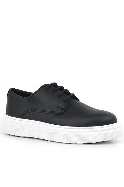 Rakerplus Derby Black Matte White Sole Children's Classic Shoes