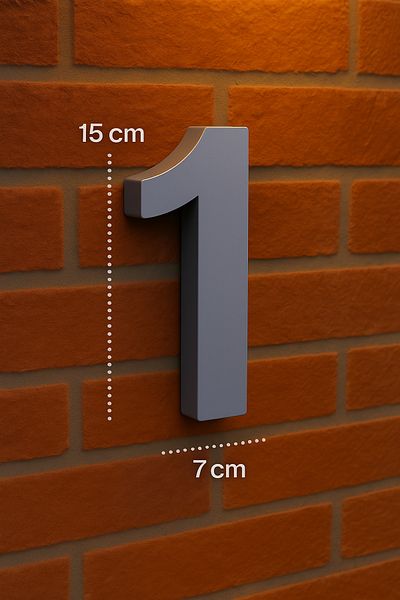 Rekatech 3D House Number (1St) in Modern Style |   7 cm Bottom Dimension – 15 cm Height