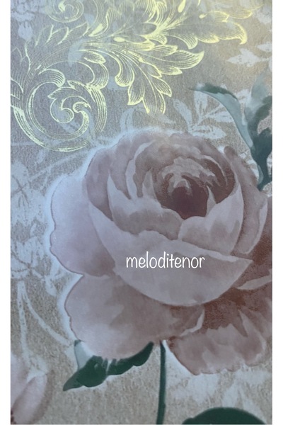 MİRELLA Thick Fiber Lined Rose Hydrangea Flower Pattern Gilded Erasable Non-Slip Pvc Oilcloth Case Cover