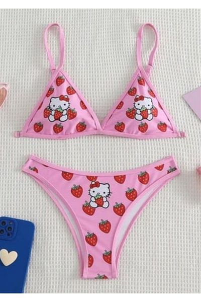 VibeGaia Women's Colorful Printed Bikini Set Youth Stylish and Comfortable Summer Beach Fashion