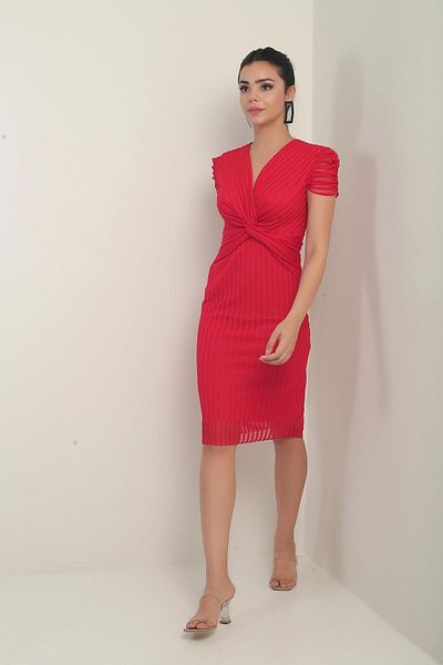 By Saygı Rochie din tul cu guler dublu, căptușită, cu mâneci elastice