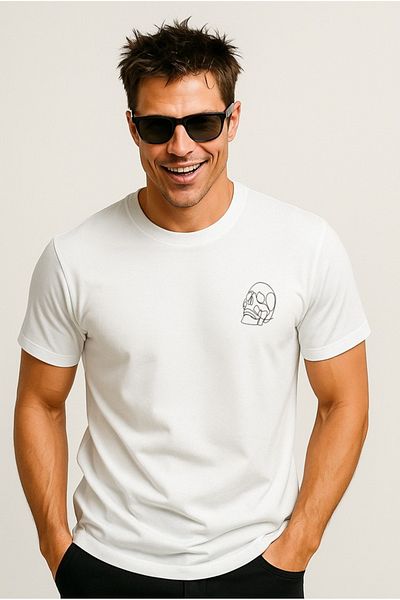 Jack & Jones Ανδρικό μπλουζάκι με λογότυπο Jack Jones Skull Λευκό