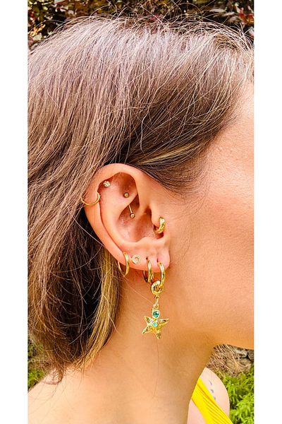 Markiz Takı Blue Stone Star Earrings