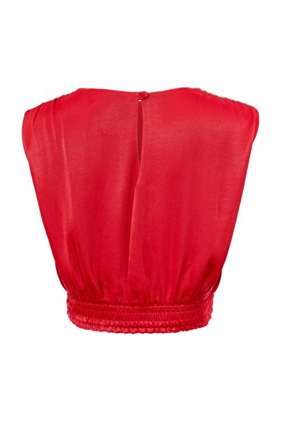 Simple Favor Lastik Kemerli Saten Bluz