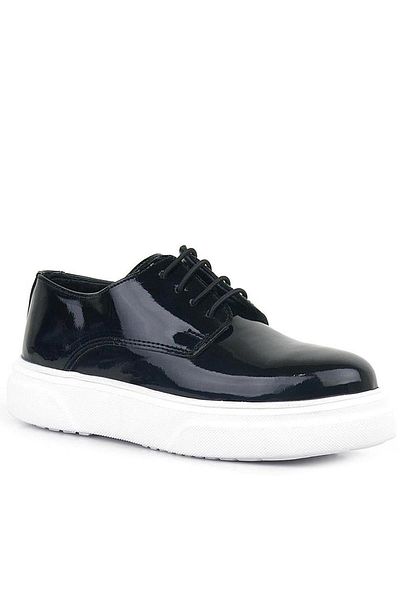 Rakerplus Derby Black Patent Leather White Sole Children's Classic Shoes