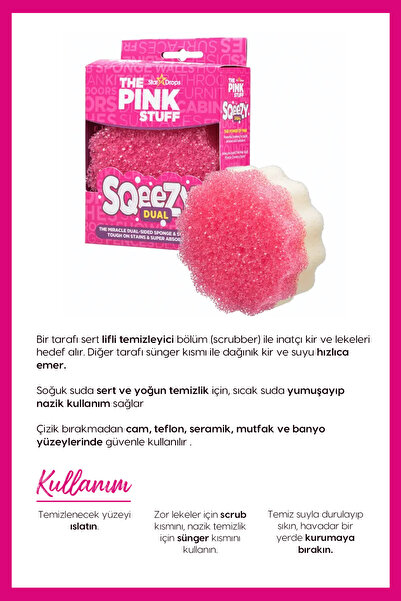 ThePinkStuff Mucizevi Dual Çift Taraflı Sünger Ve Ovalayıcı/ Sıcak Ve Soğuk Suda Mucizevi Etki