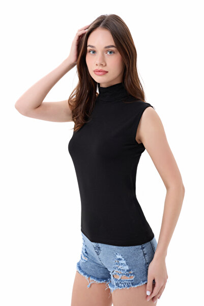 vesantia Γυναικείο Αμάνικο Σώμα Μαύρο Βισκόζη Λύκρα Half Fisherman