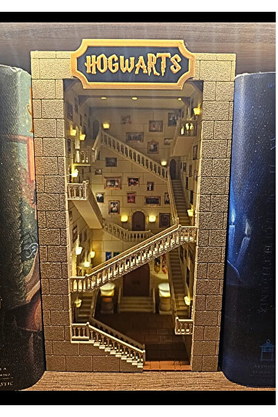SG ARCHE Harry Potter Büyülü Merdiven Diorama | Işıklı Kitap Arası Dekoratif ...