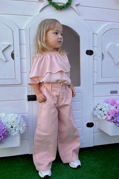 miabambim Girl's Denim Pants Powder