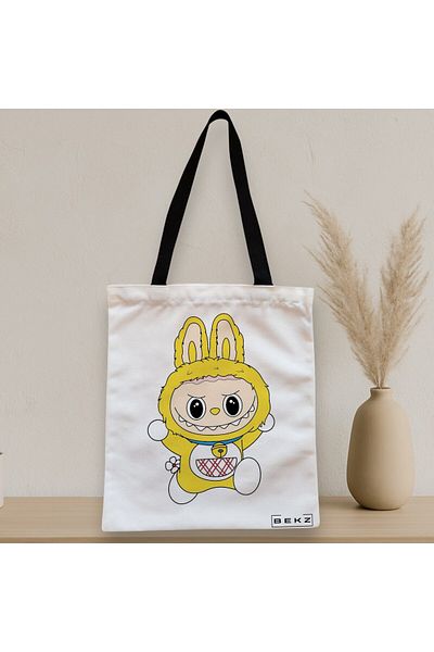 BEKZ Sacosa Textila Cu Fermoar, Geanta Tote, Model Labubu 13 38 X 34.5 Cm, Alb, ®
