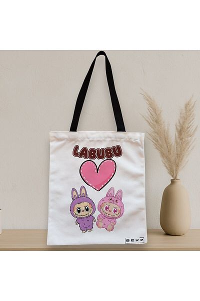 BEKZ Textile Bag With Zipper, Tote Bag, Model Labubu 1 38 X 34.5 Cm, ​​White, ®