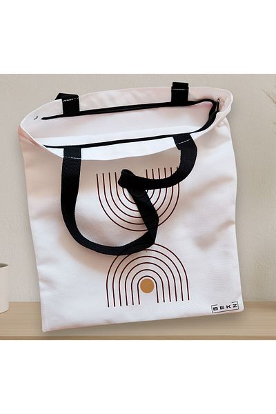 BEKZ Textile Bag With Zipper, Tote Bag, Sunshine Arches Model, 38x34.5 Cm, ​​White, ®
