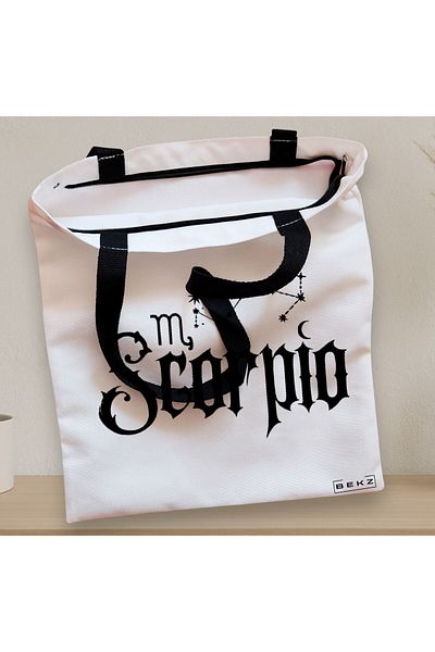 BEKZ Textile Bag With Zipper, Tote Bag, Scorpio Model 38 X 34.5 Cm, ​​White, ®