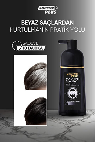 Softto Plus Black Hair Hair Blackening Instantly Effective Natural Looking Shampoo for White Hair 350.ml