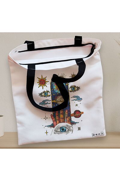 BEKZ Textile Bag With Zipper, Tote Bag Energy Mood, 38x34.5 Cm, ​​White, ®