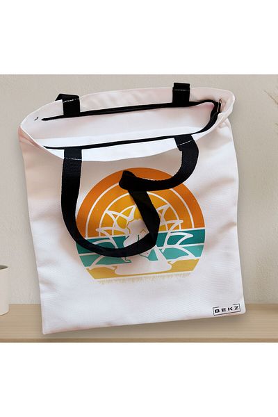 BEKZ Sacosa Textila Cu Fermoar, Geanta Tote Yoga 15, 38x34.5 Cm, Alba, ®