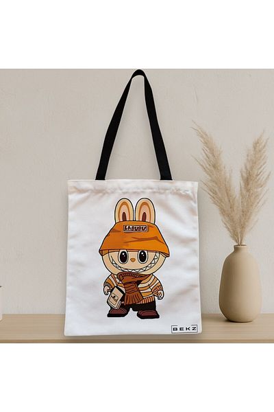 BEKZ Textile Bag With Zipper, Tote Bag, Model Labubu 14 38 X 34.5 Cm, ​​White, ®