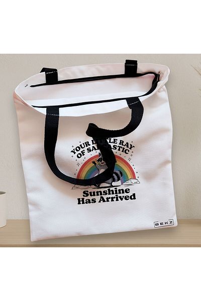BEKZ Sacosa Textila Cu Fermoar, Geanta Tote, Model Your Little Ray Of Sarcastic Sunshine Has Arrived 38 X