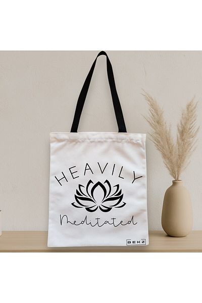 BEKZ Textile Bag With Zipper, Havily Meditated Yoga Tote Bag, 38x34.5 Cm, ​​White, ®