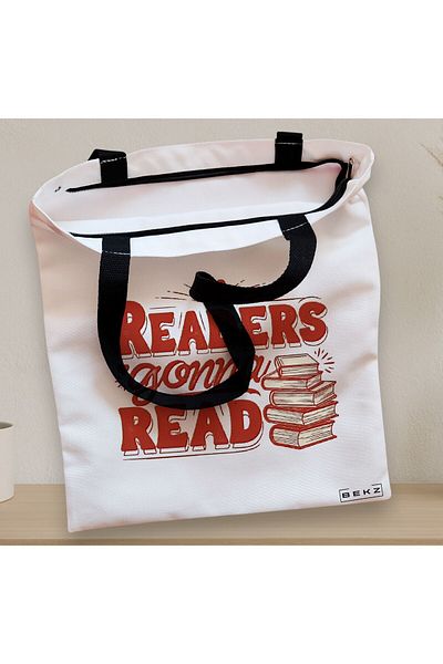 BEKZ Textile Bag With Zipper, Tote Bag, Readers Gonna Read Model 38 X 34.5 Cm, ​​White, ®