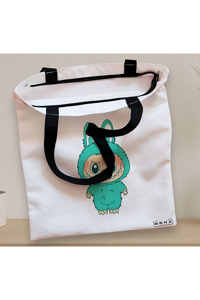 BEKZ Textile Bag With Zipper, Tote Bag, Model Labubu 9 38 X 34.5 Cm, ​​White, ®