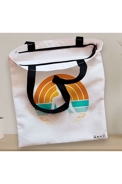 BEKZ Sacosa Textila Cu Fermoar, Geanta Tote Yoga 14, 38x34.5 Cm, Alba, ®