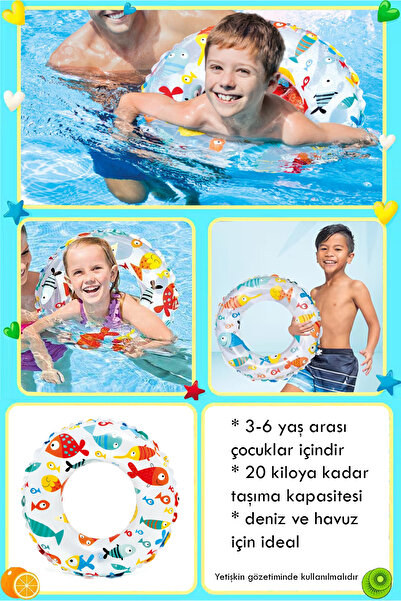 Yeşil Oyuncak 3-6 Yaş 3Lü Yüzme Yardımcısı Seti Can Yeleği + Can Simidi + Şişme Kolluk Yüzme Seti