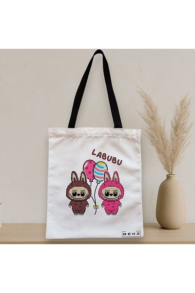 BEKZ Textile Bag With Zipper, Tote Bag, Model Labubu 5 38 X 34.5 Cm, ​​White, ®