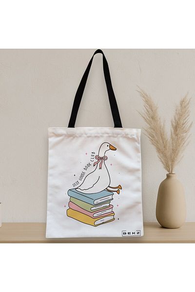 BEKZ Textile Bag With Zipper, Tote Bag, Silly Goose Model 9, 38 X 34.5 Cm, ​​White, ®