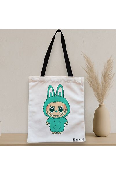 BEKZ Textile Bag With Zipper, Tote Bag, Model Labubu 9 38 X 34.5 Cm, ​​White, ®