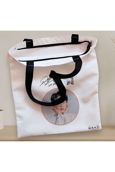 BEKZ Textile Bag With Zipper, Tote Bag, Bts Jin Model, 38x34.5 Cm, ​​White, ®