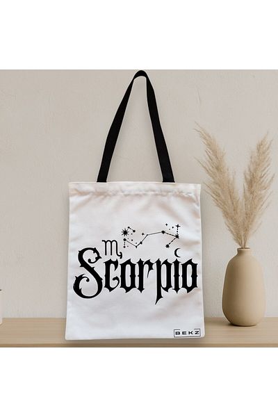BEKZ Textile Bag With Zipper, Tote Bag, Scorpio Model 38 X 34.5 Cm, ​​White, ®