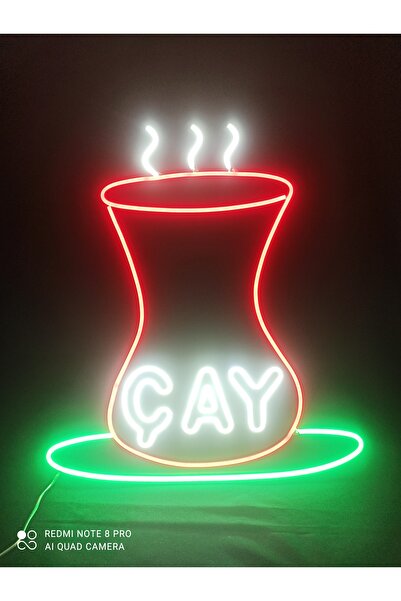 Neon Çay Şeklinde Neon LED Lamba – 3D Baskı, 12V Adaptörlü, Aç/Kapa Düğmeli