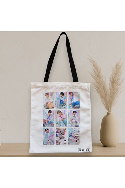 BEKZ Textile Bag With Zipper, Tote Bag, Model Bts Army 11, 38x34.5 Cm, ​​White, ®