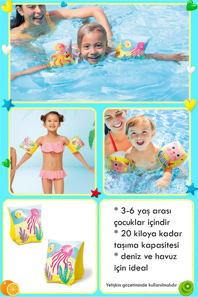 Yeşil Oyuncak 3-6 Yaş 3Lü Yüzme Yardımcısı Seti Can Yeleği + Can Simidi + Şişme Kolluk Yüzme Seti