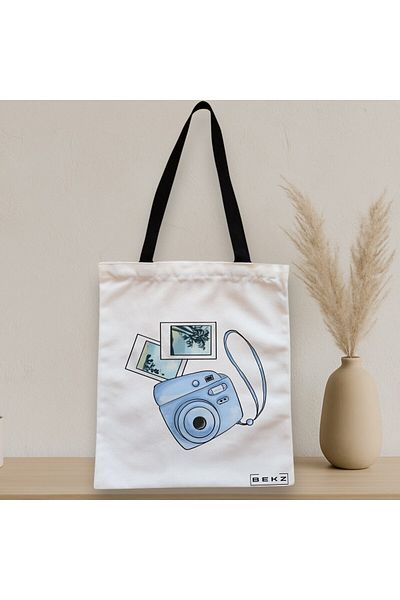 BEKZ Textile Bag With Zipper, Tote Bag Travel Girl 14, 38x34.5 Cm, ​​White, ®