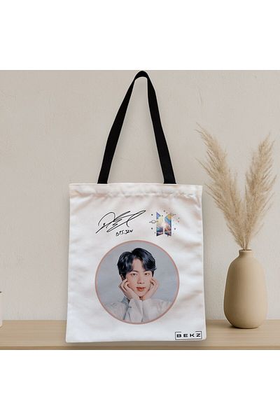 BEKZ Textile Bag With Zipper, Tote Bag, Bts Jin Model, 38x34.5 Cm, ​​White, ®