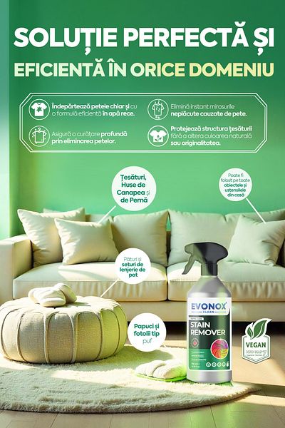 Evonox Pentru Pete – Spray Multifuncțional Ultra Puternic Pentru Îndepărtarea Petelor -vegan