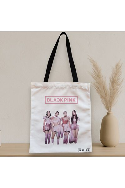 BEKZ Textile Bag With Zipper, Tote Bag, Blackpink 3 Model, 38x34.5 Cm, ​​White, ®