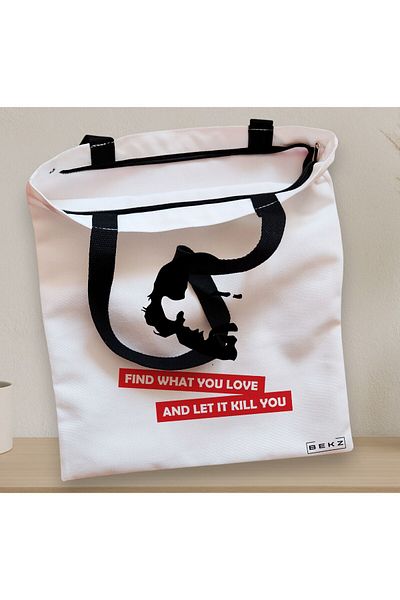 BEKZ Textile Bag With Zipper, Tote Bag, Find What You Love And Let It Kill You Model, 38x34.5 Cm, ​​Al