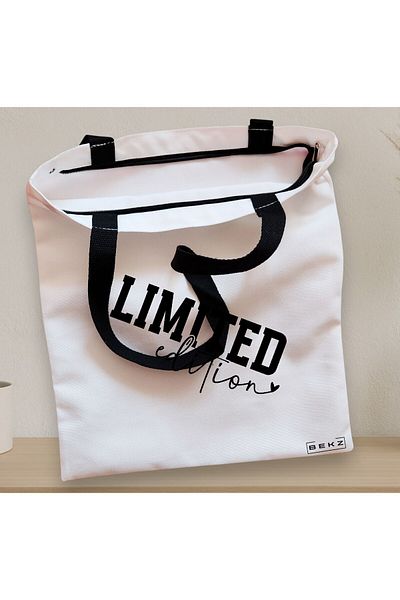 BEKZ Textile Bag With Zipper, Tote Bag, Limited Edition Model, 38x34.5 Cm, ​​White, ®