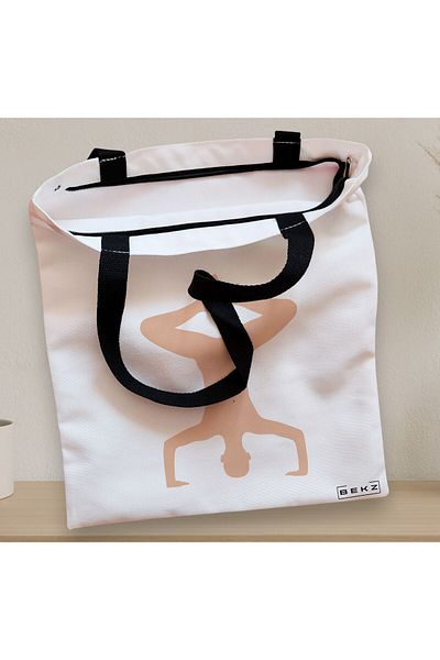 BEKZ Textile Bag With Zipper, Yoga Tote Bag 1, 38x34.5 Cm, ​​White, ®