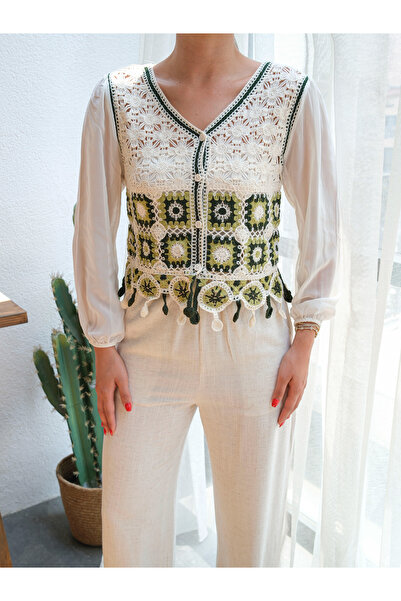 BLUE DAY'S Women's Bohemian Crochet Fabric Cardigan