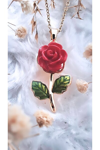 Serenity قلادة من الفولاذ على شكل وردة مطلية بالمينا الملونة