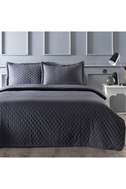 Linens Gardenia Çift Kişilik Yatak Örtüsü Seti Antrasit